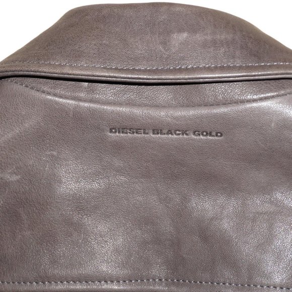 $2250 DIESEL BLACK GOLD Brown Zipper Biker Leather - Picture 2 of 8